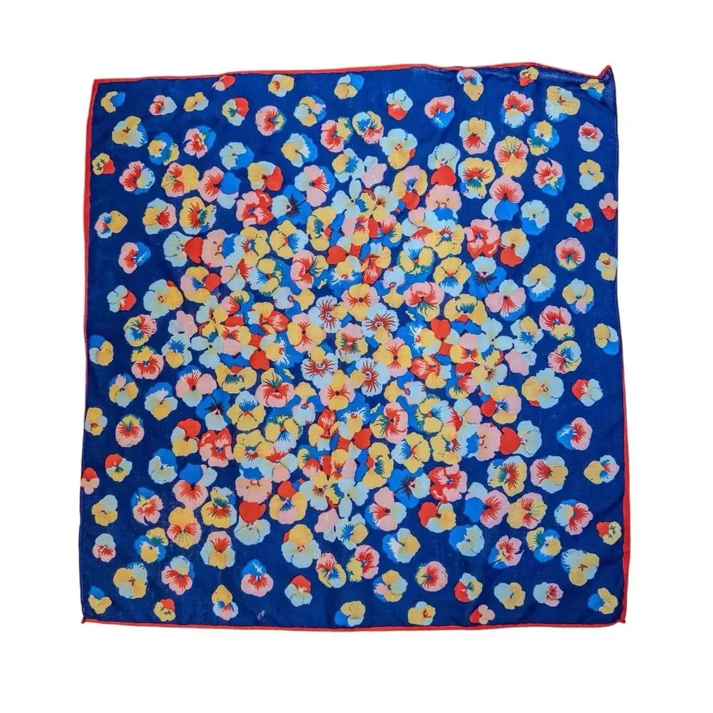 Vintage 100% Wool Floral Square Scarf Made in Japan 22”